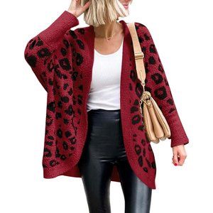 Womens Long Sleeve Open Front Fall Fashion Loose Knit Printed Winter Coats